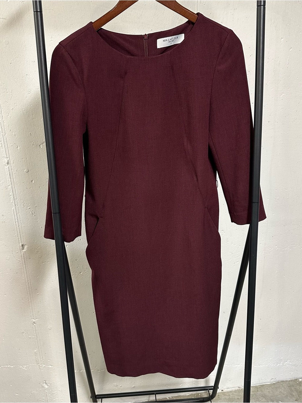 MM Lafleur Women's Burgundy Long-Sleeve Sheath Dress